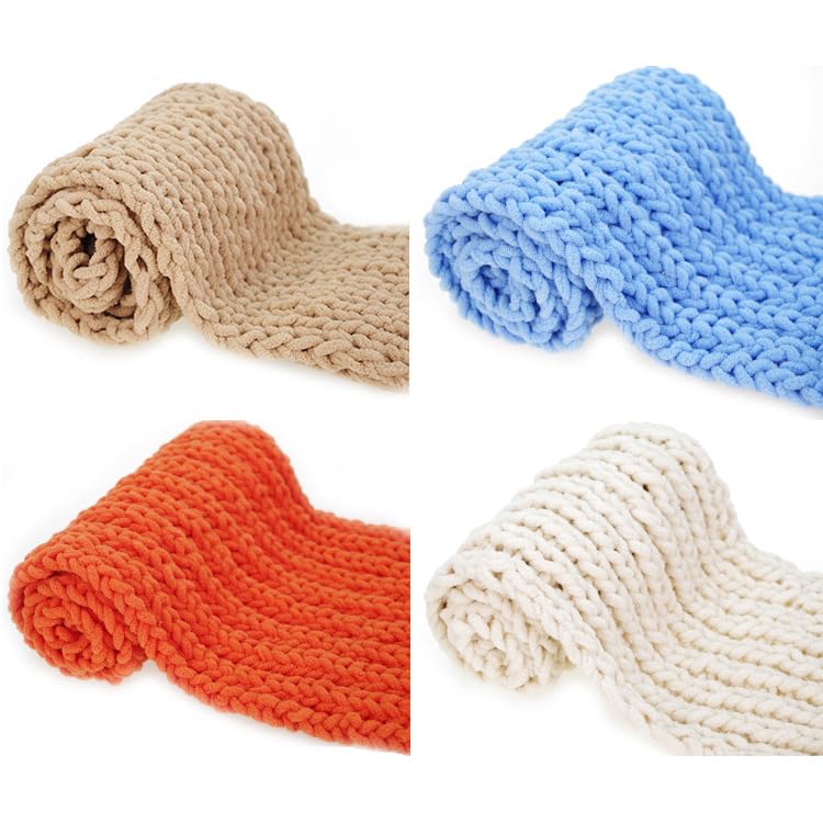 3-Pack Crochet Chenille Yarn - Soft Velvet Crochet Yarn for Crocheting Handmade Doll Scarves Gloves Hats (74 Meat Powder)