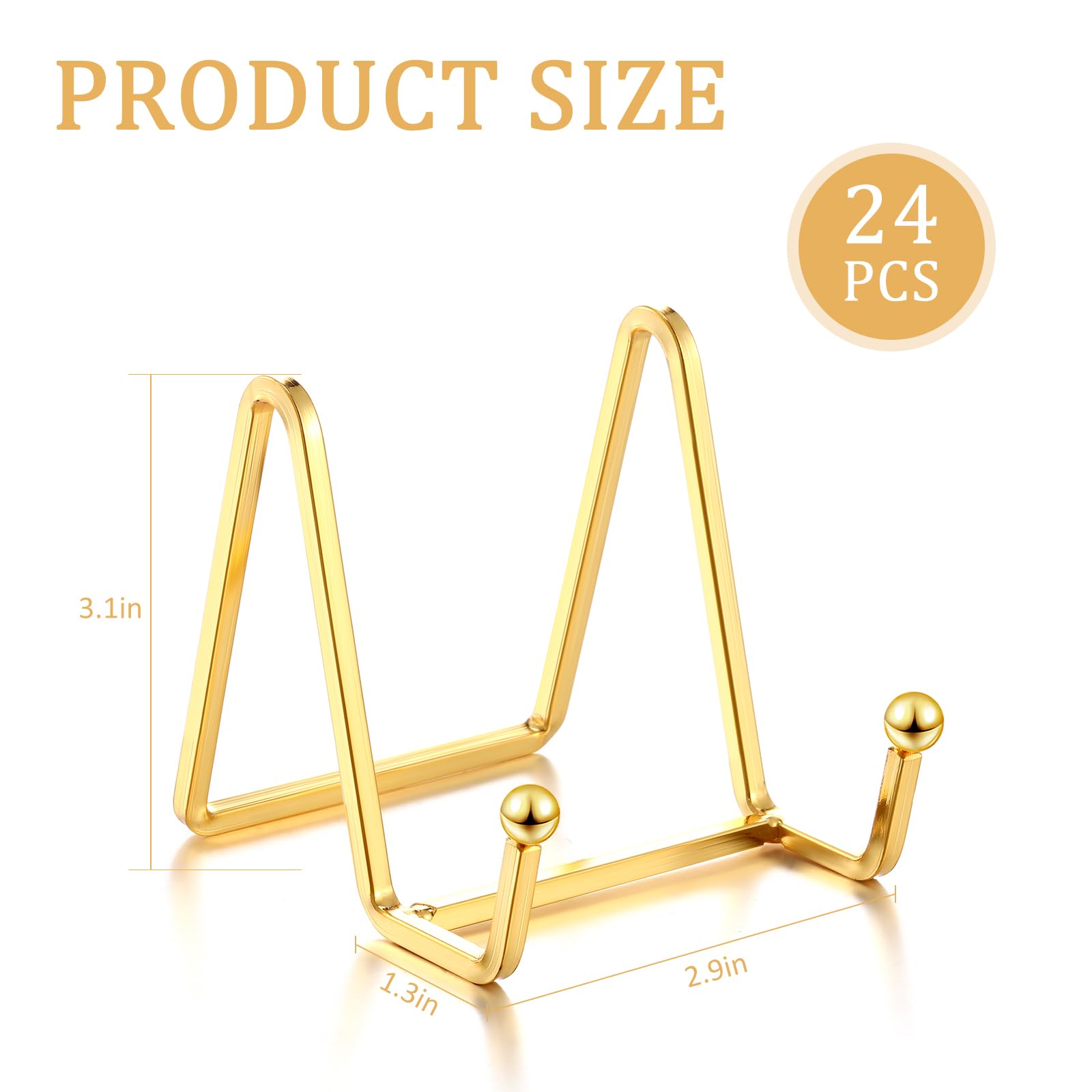 Kenning 24 Stück Gold Teller Halter Staffelei Display Ständer Metall Buch Display Ständer Tisch Bilderrahmen Halter Foto Quadratische Eisen Staffelei Dekorativ für Küche Büro Zimmer Tischplatte (7,6