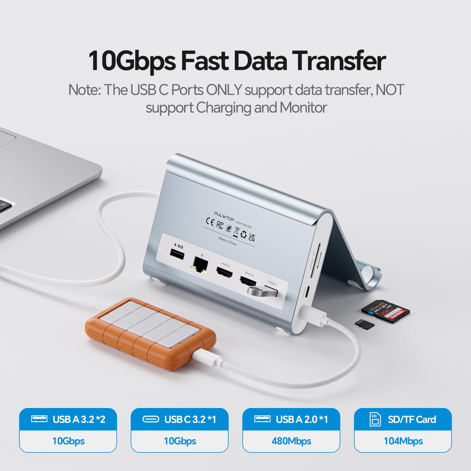 Station d'accueil Double écran 4K à 60 Hz pour MacBook Pro/Air M4/M5