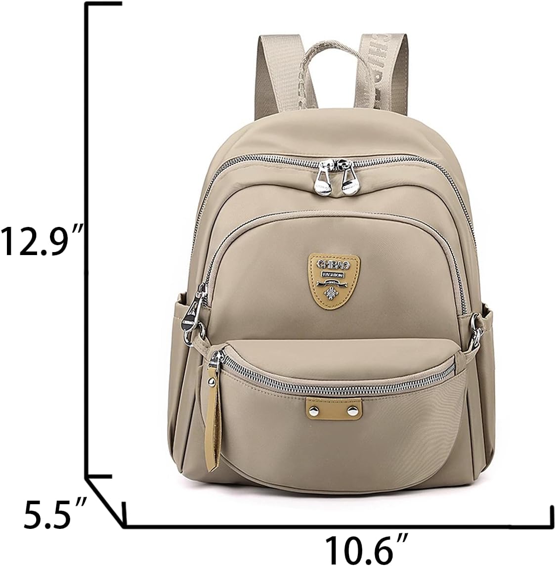 Casual Mini Resistant Backpack For Women Nylon 12.9 Inch Lightweight Simple Dual Use Small Travel Bag - Image 3