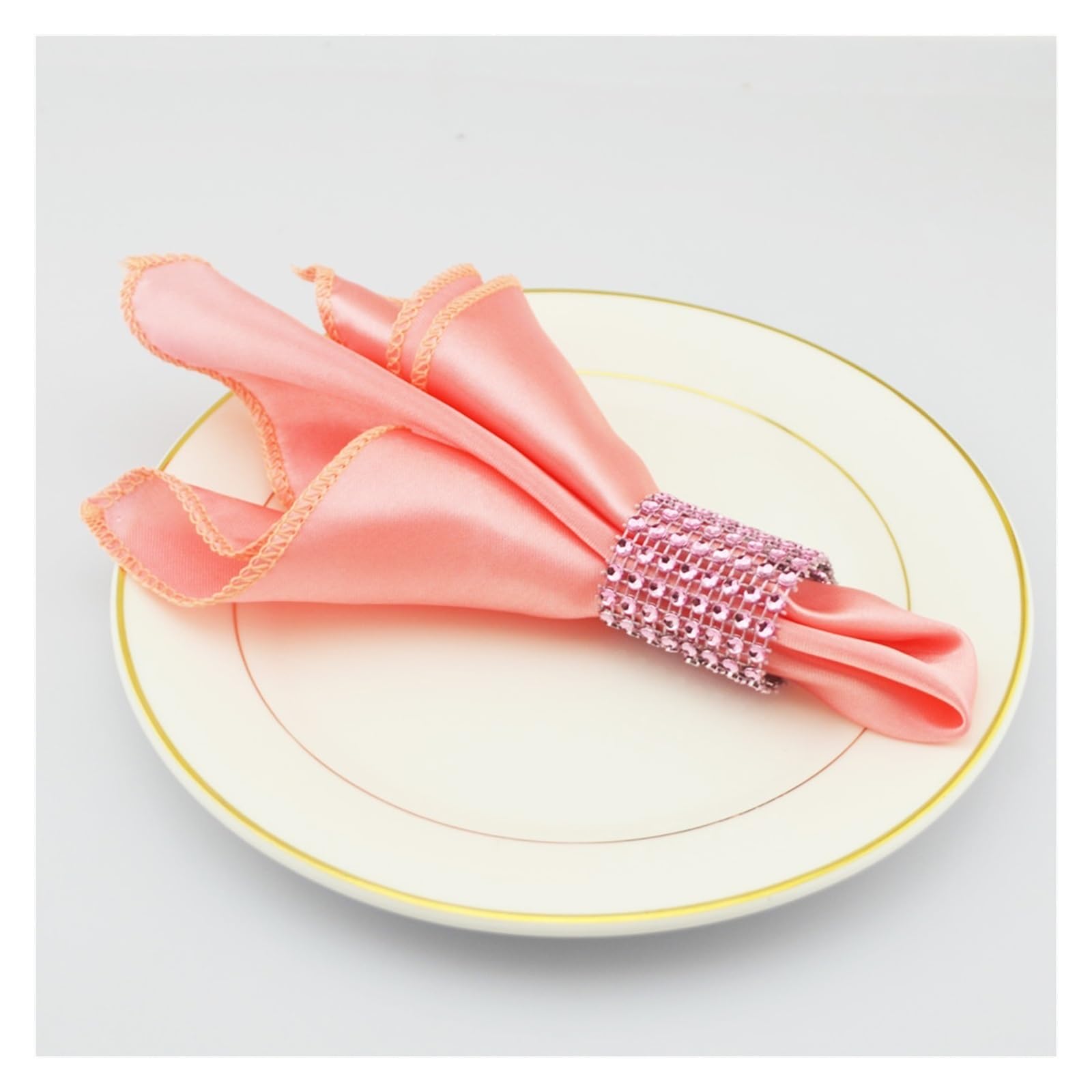 Napkins 12pcs Satin Cloth Napkins 30x30cm Serviette De Table Tea Towel Wedding Decoration Handkerchief Dinner Christmas Satin Napkin Cloth Napkins(Color:Peach)