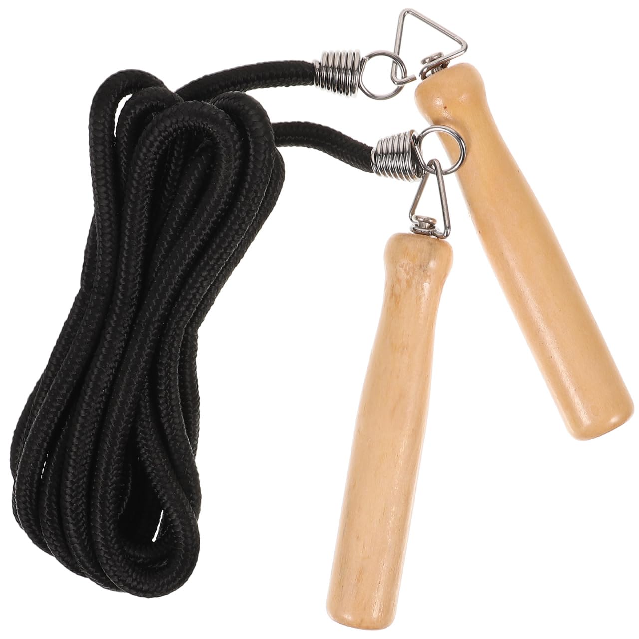 Luxshiny Wood Handle Jump Rope Fitness Skipping Rope for Workout Exercise Warm up and Physical Education Polypropylene Fiber Black 55.91In