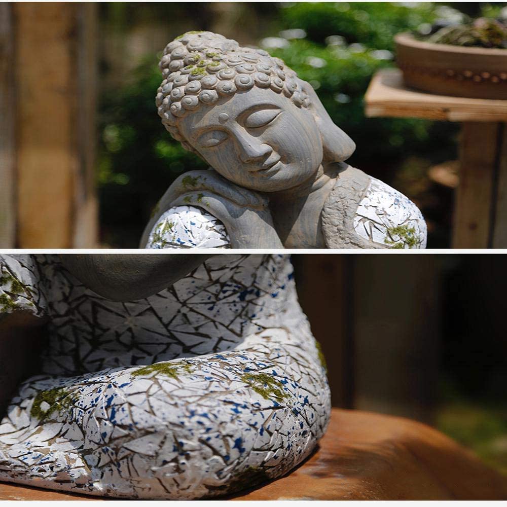 Figurín para jardín,Escultura de Adorno de jardín Escultura de jardín Estatuas al Aire Libre Creative Sleeping Buddha Courtyard Crafts Feng Shui Buddha Garden Ornaments 31 * 47.5CM