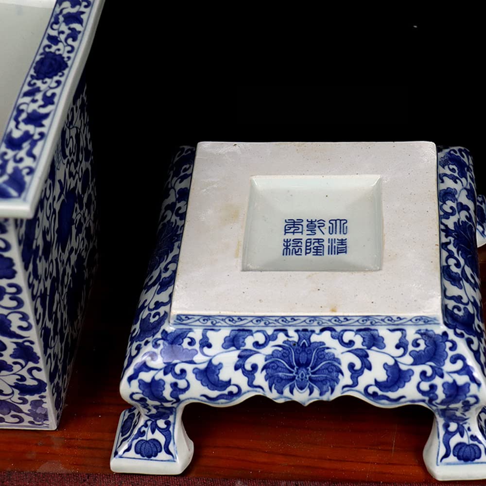 Chinoiserie Ceramiczne doniczki na kwiaty, niebiesko-białe ceramiczne doniczki na rośliny Dekoracyjne do wnętrz dla soczystych kaktusów Zioła orchidei lub małych roślin z tacami,