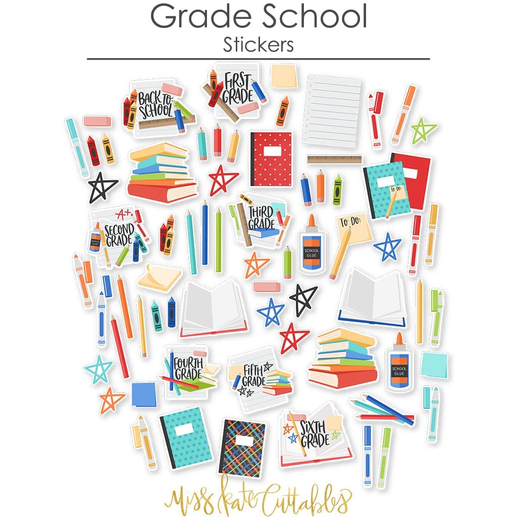 Miss Kate Cuttables Paper & Sticker Kit - Grade School - 20 Double-Sided 12x12 Papers with 39 Designs & 1 8X12 Sticker Sheet - Scrapbooking Card Making Crafting - Image 5