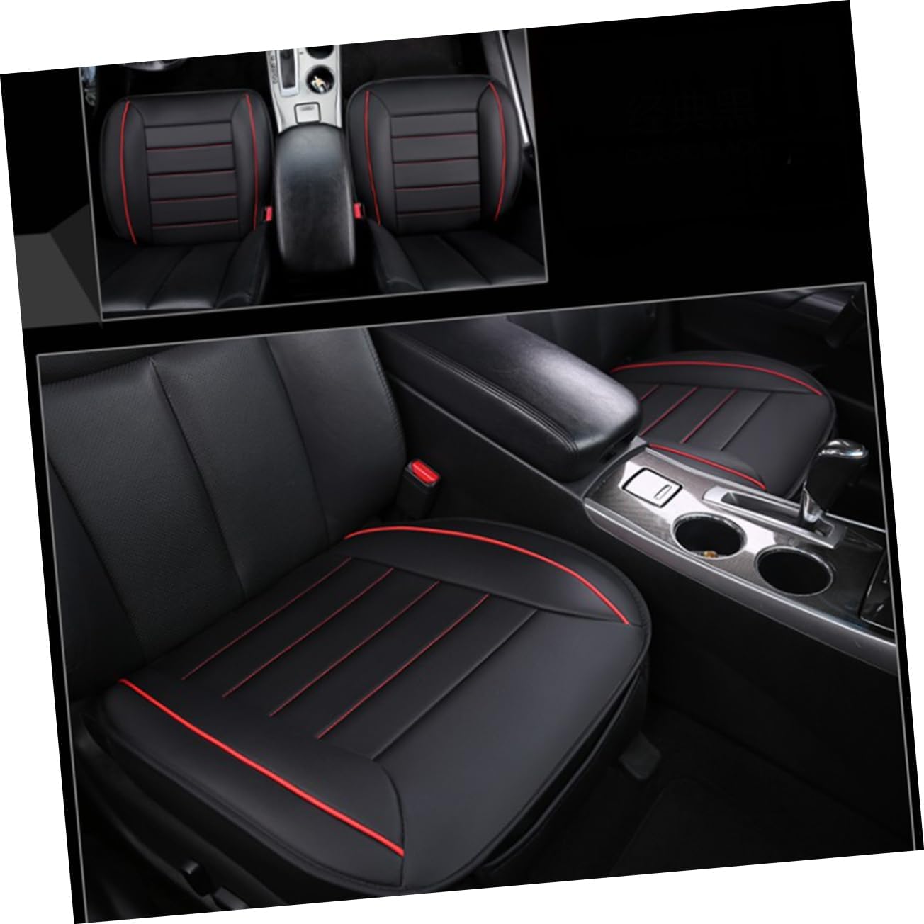 Leather Car Seat Cushion Mat Full Coverage Auto Seat Cover for Protection Non-Slip Durable Leather Classic Black Adults and Families