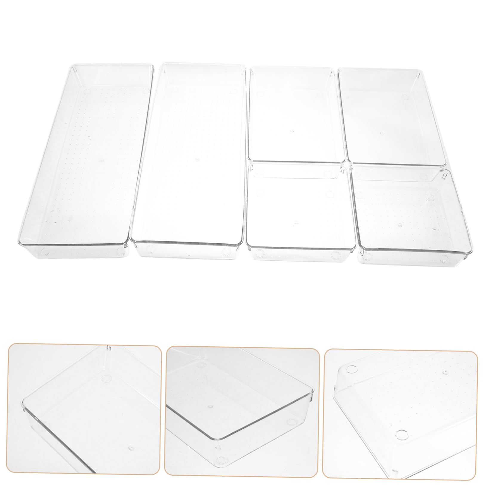 Contenitore Organizer da Cassetto 6 Pezzi Pet Trasparente Scomparti | Inserimento Interno Modulare, Design Semplice e Lineare, per Ordine su Scrivania e Cancelleria