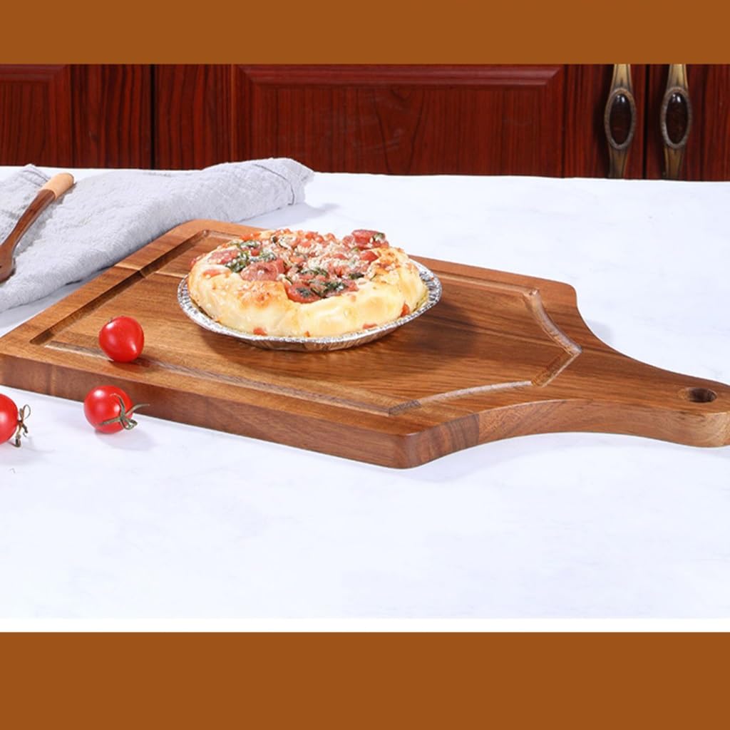 Tabla de Cortar de Madera, Tabla de Queso Madera Acacia con Asas Cortar(39 * 24 * 2cm)