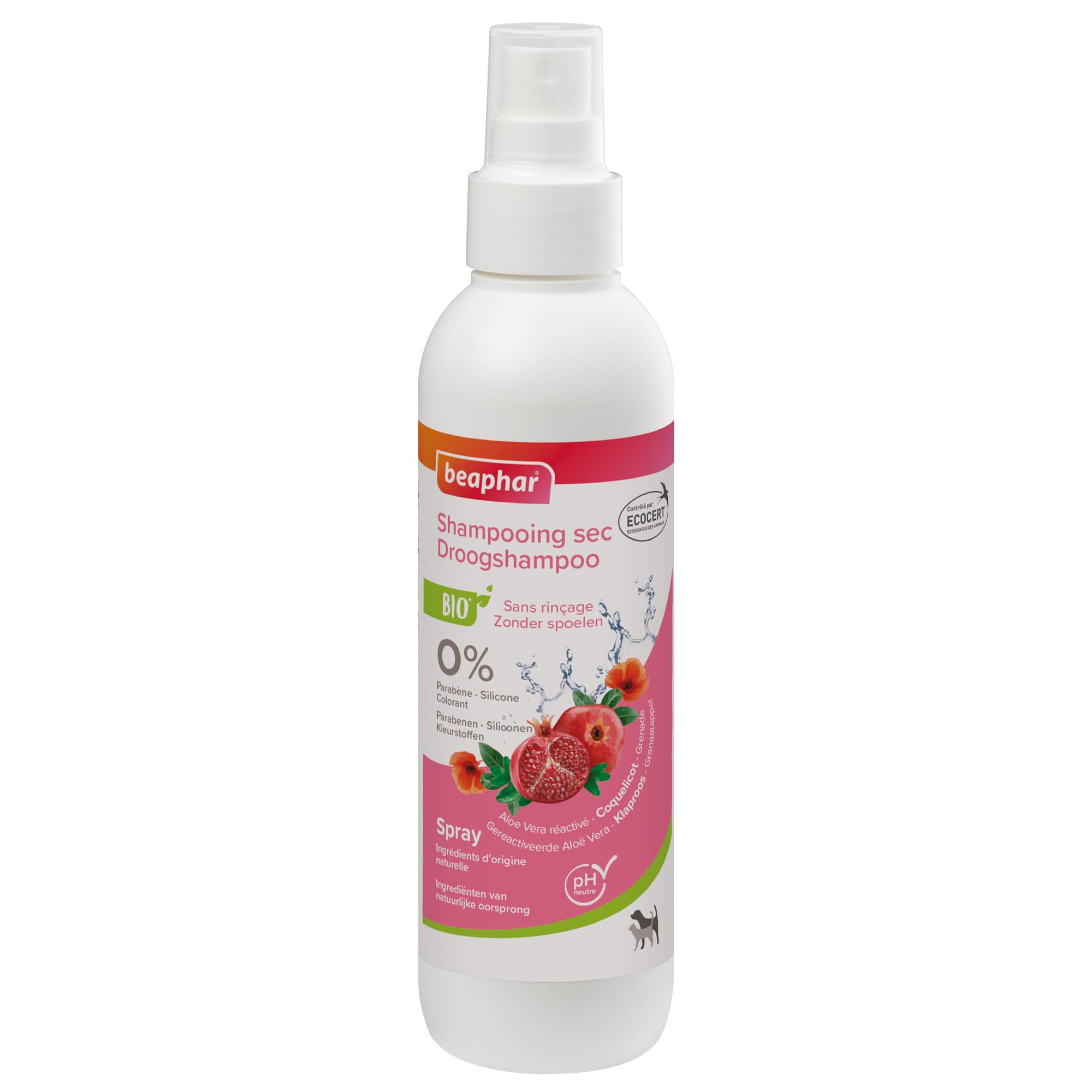 Beaphar Ecocert Shampoo for Dogs/Cats Organic Aloe Vera/Poppy/Pomegranate 1 Unit 200 ml
