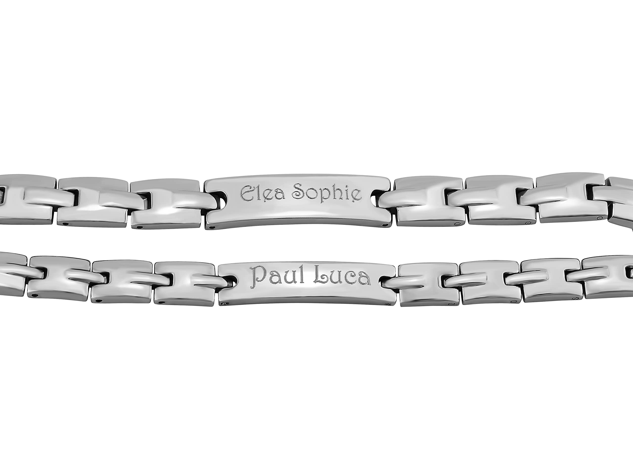 Pärchen Armband mit Gravur 2 Stück silber 21 cm | Armband personalisiert Edelstahl für Partner Familie Beste Freundin BFF | Partnerarmbänder 2er Set Armbänder für Paare