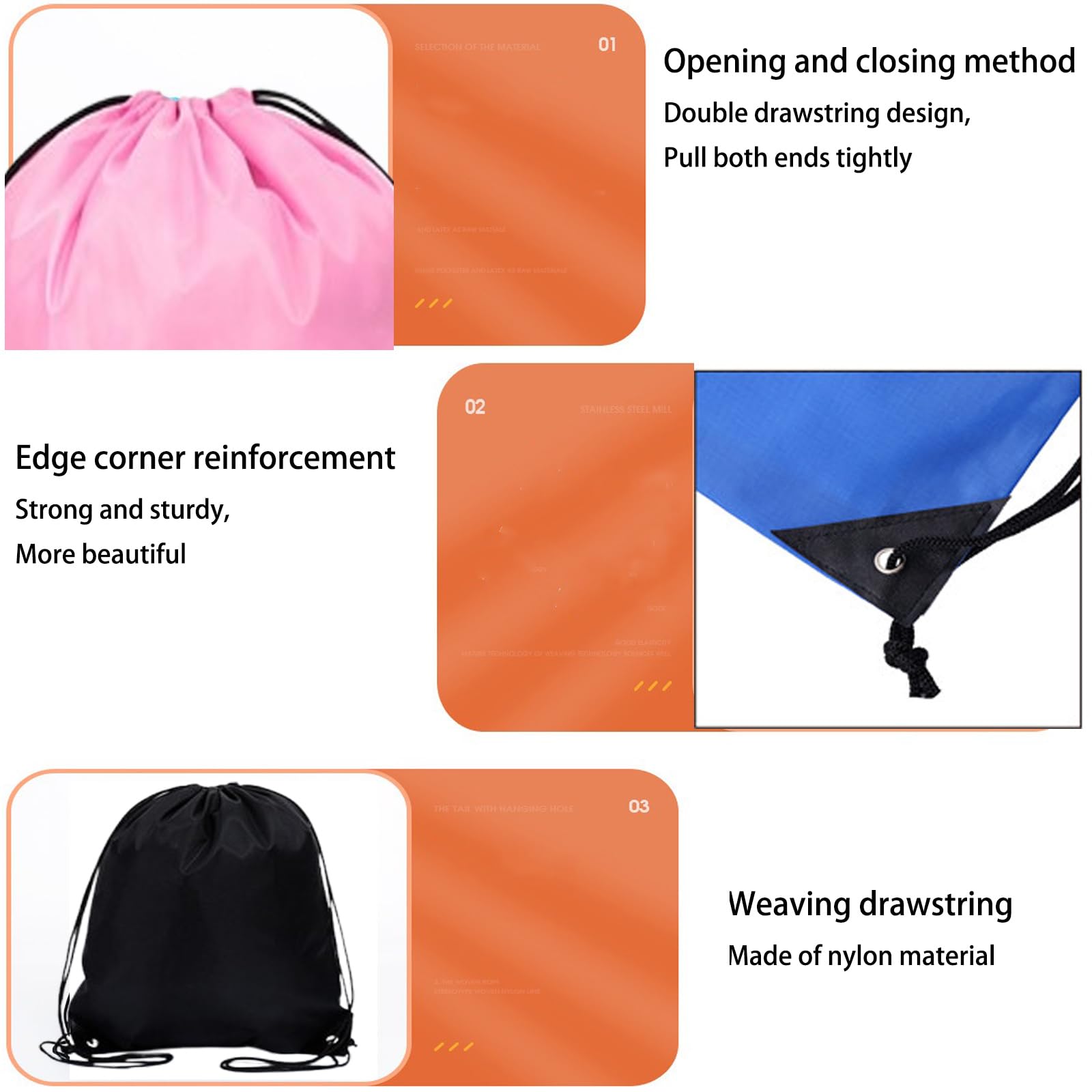 3 pièces Sac à dos à cordon,sac à dos imperméable en polyester,sac de sport pour le sport,la gymnastique et la natation,sac de rangement de voyage pour enfants et adultes, unisexe(3couleurs)