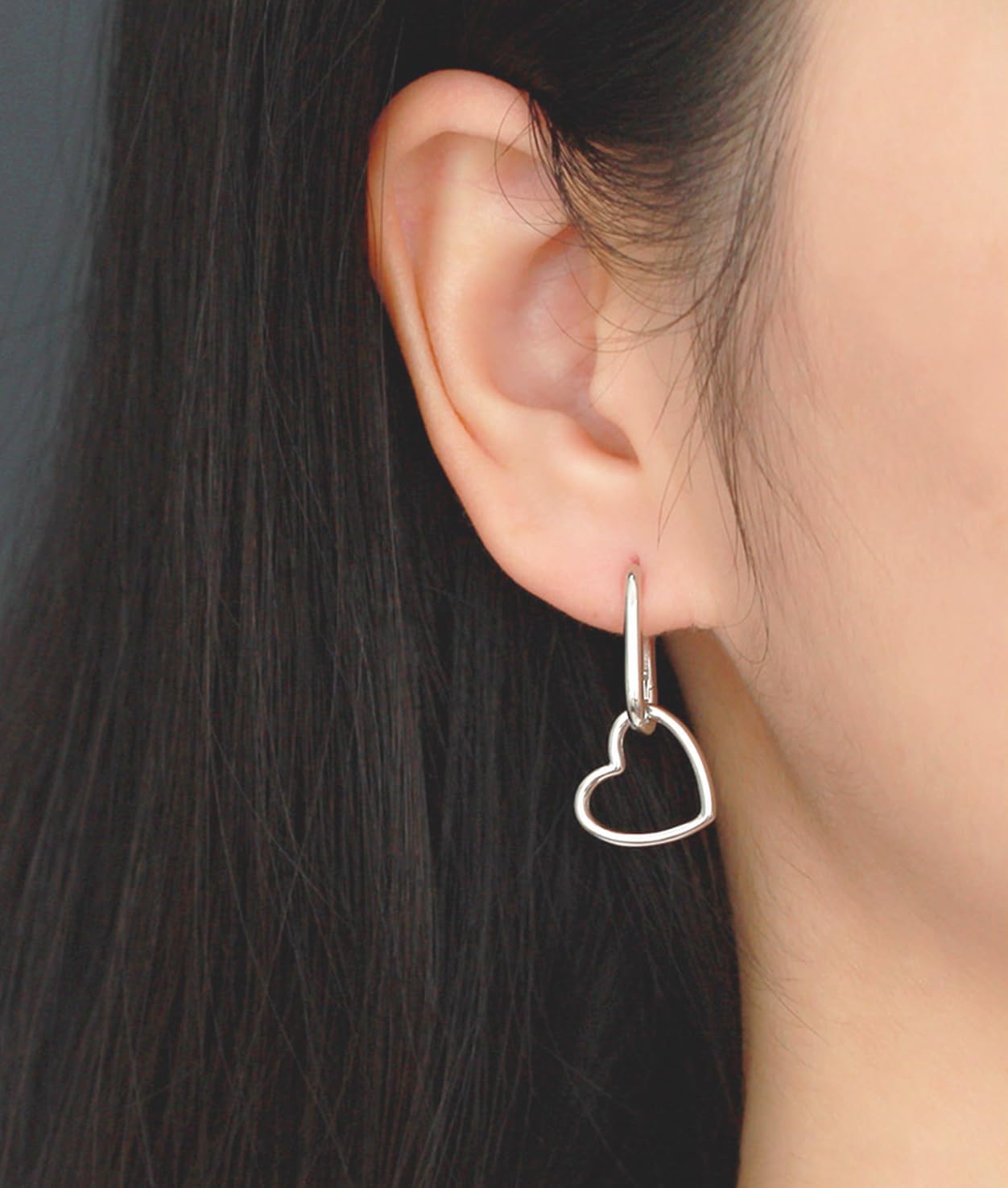 Rnivida 18K Gold Plated 925 Sterling Silver Post Heart Drop Earrings,Convertible Link Earrings Heart Dangle Earrings for Women - Image 4