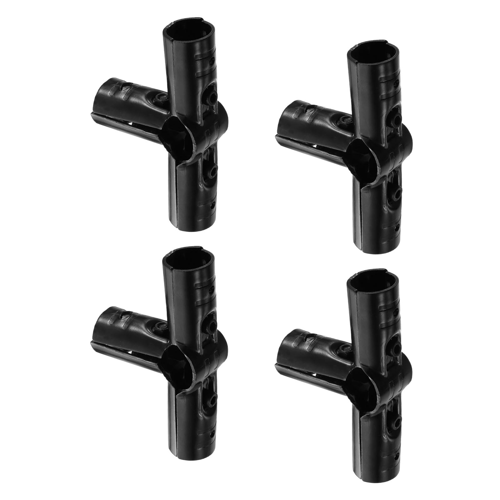 uxcell 4 Pcs Structural Pipe Connectors, 1-1/8" 4-way Metal Clamp Fittings Corner Pipe End Rails Clamp with Screws for DIY Shelf Garden Support, Black
