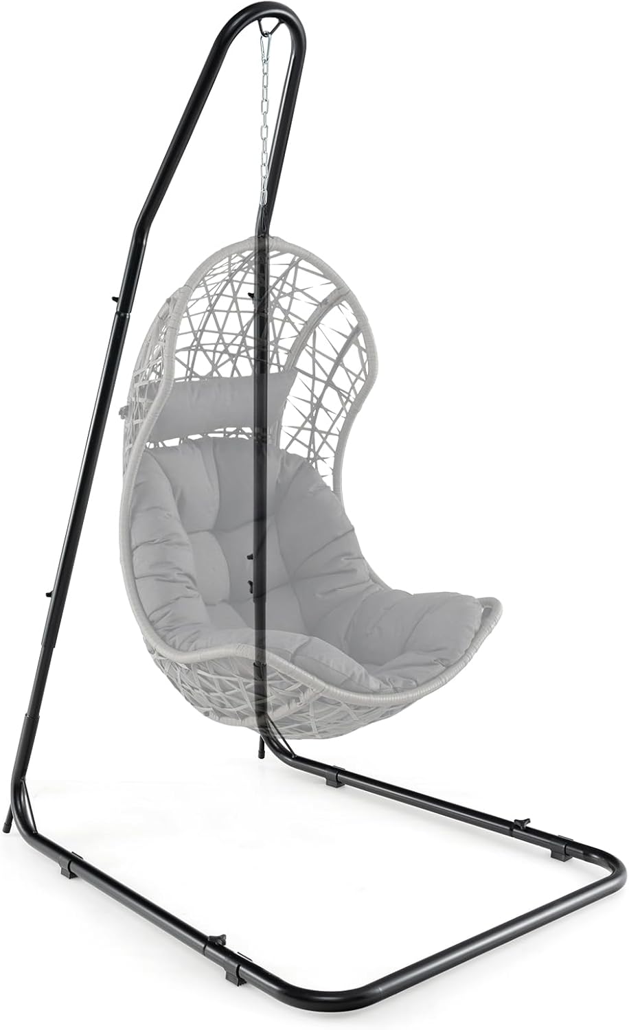 Giantex Hammock Stand for Outside, Heavy-Duty Metal Swing Stand with Safety Hook & Sturdy Chain, Height Adjustable Hanging Chair Stand for Indoor, Outdoor, Porch, Patio, Yard, Poolside, Black