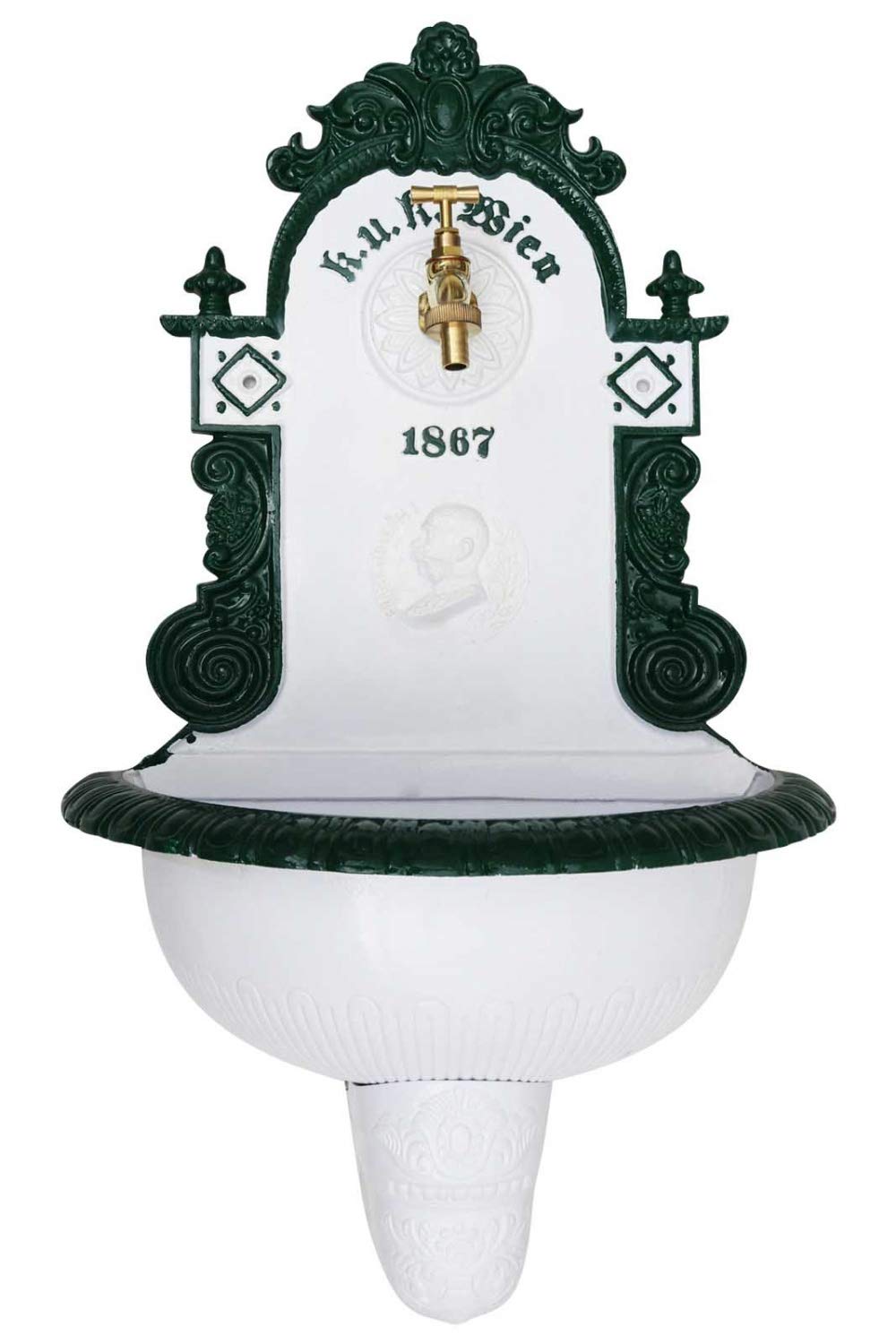 aubaho Brunnen 72cm Wandbrunnen Alu Waschbecken im Nostalgie Antik-Stil Kaiser Wien