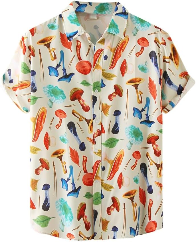 Shirt T-Shirt Vintage Pattern Short Sleeve Men's Holiday Beach Top
