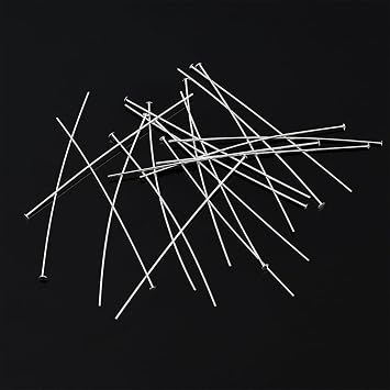 BEADIA 925 Sterling Silver Flat Head Pins 0.5x50mm 20pcs for Jewelry Making Findings
