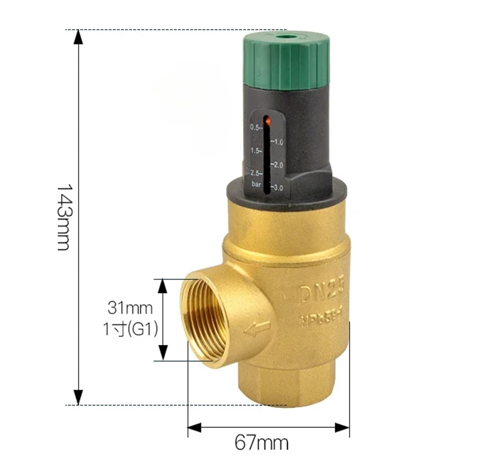 Valvola di Bypass della Pressione differenziale di bilanciamento Femmina da 1/2" 3/4" 1"-2" con Regolazione visiva(DN25 1 0.5-3bar)