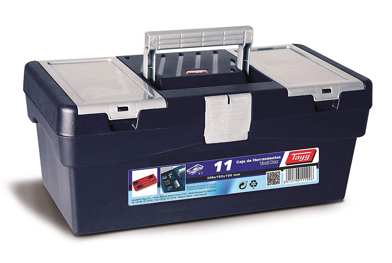 370011 Plastic Tool Box mod. 11, Blue, 356 x 192 x 150 mm