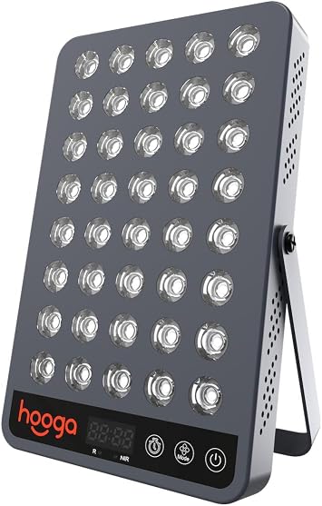 Hooga Red Light Therapy Panel Device 660nm Red & 850nm Near Infrared Light Therapy, LED Light Therapy Lamp for Face & Body, 40 LEDs, Timer, Adjustable Stand HG200