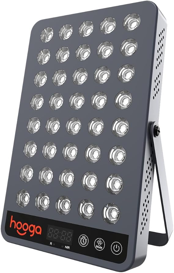 Hooga Red Light Therapy Panel Device 660nm Red & 850nm Near Infrared Light Therapy, LED Light Therapy Lamp for Face & Body, 40 LEDs, Timer, Adjustable Stand HG200