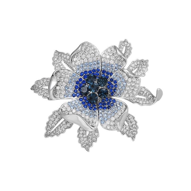 Image of Rhinestone Flower Brooch Austrian Crystal Flower Pin 18k Gold Plated Floral Brooch Lapel Pin Jewelry Mother's Day Birthday Gifts for Mom Wife