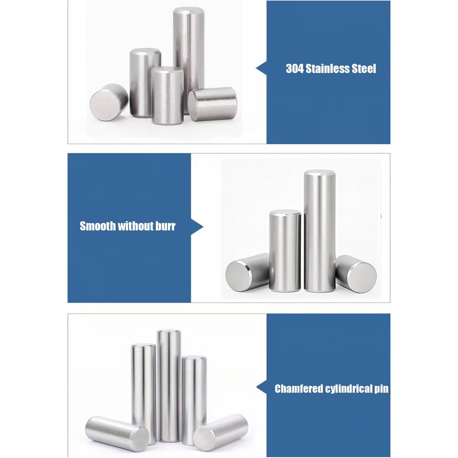 100 Pezzi M2 x 3-40 mm perni di centraggio for Supporto mensola, perni di Supporto mensola cilindrici in Acciaio Inox 304, Elementi di Fissaggio for componenti di Giunzione in Posizione(2x15mm)