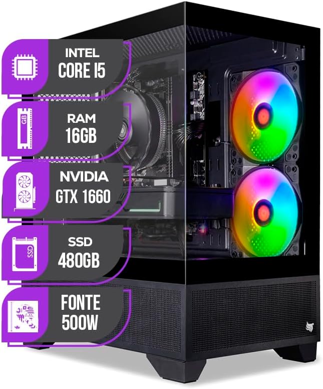 PC Gamer Mancer, Intel i5 8º Geração, GTX 1660 SUPER 6GB, 16GB DD...