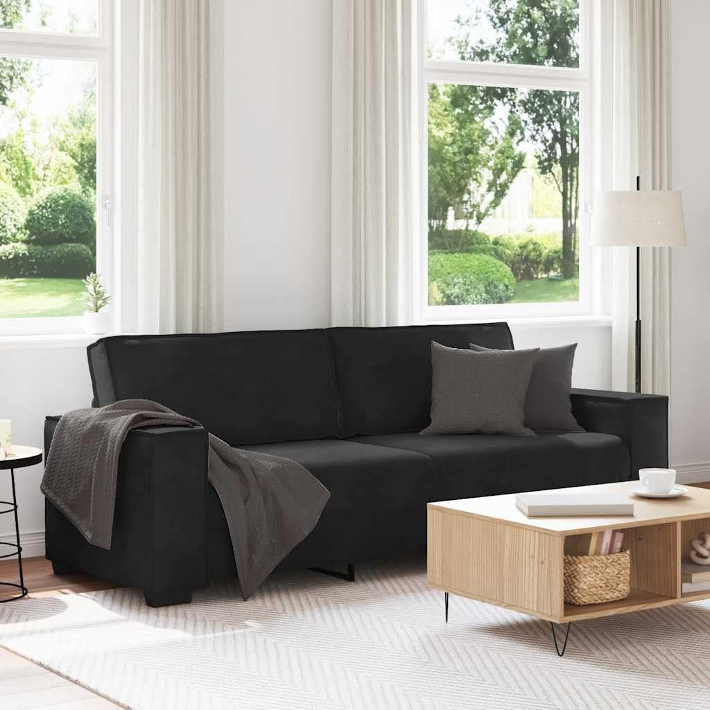 vidaXL Canapé à 3 Places Noir 220x78x84 cm Velours
