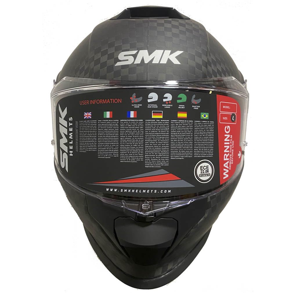Casco de Moto Integral SMK Titan Carbono Mate con Visor Solar - Homologado ECE 22.06 - Designed