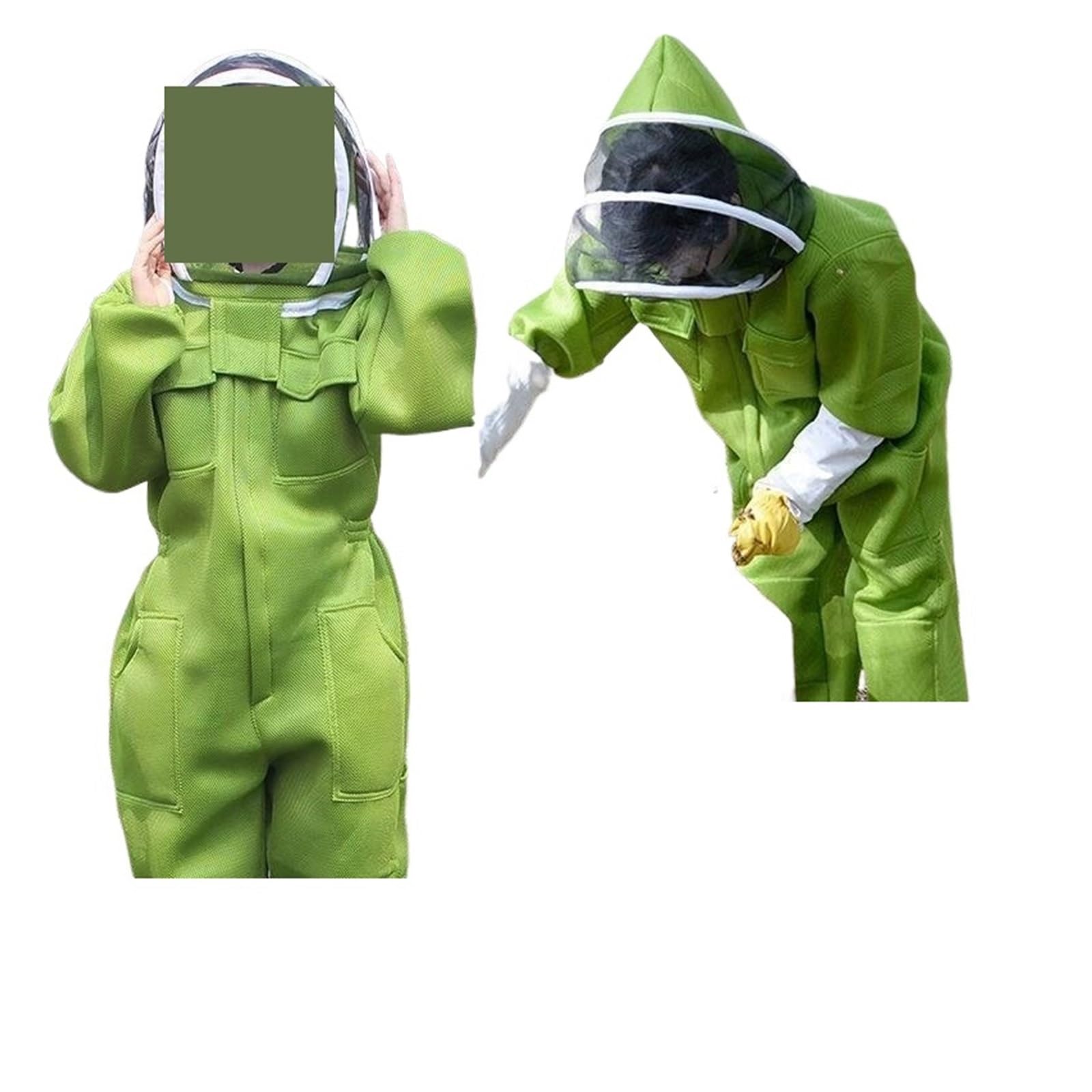 Traje de apicultor, Traje grueso de algodón verde a prueba de abejas, traje espacial de una pieza, traje protector de abejas for cultura(XL)