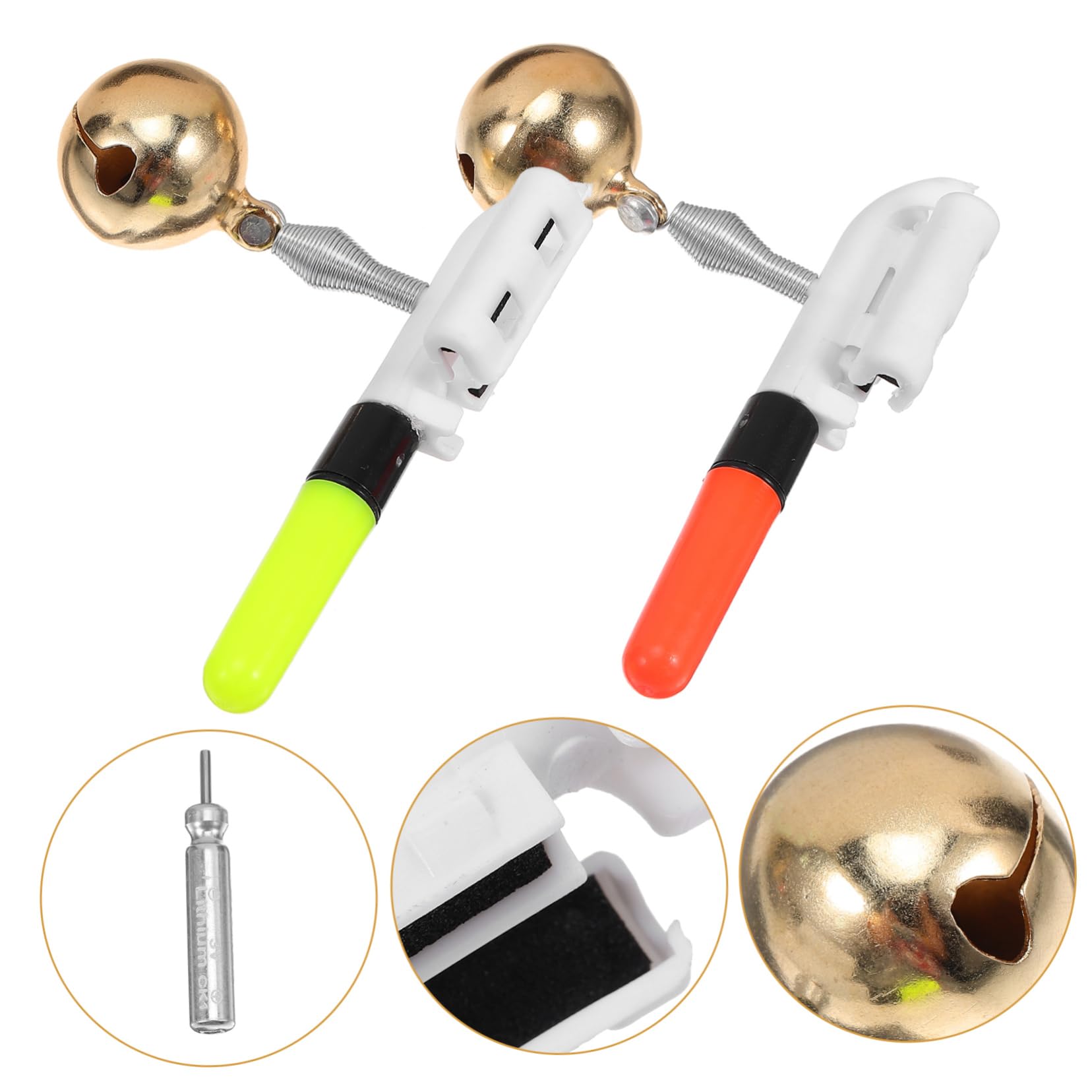10 Luces de Alerta para Pesca, Indicador Luminoso Diseño de Clip para Caña de Pescar, Compacto, Abs y Cobre, 10 Piezas