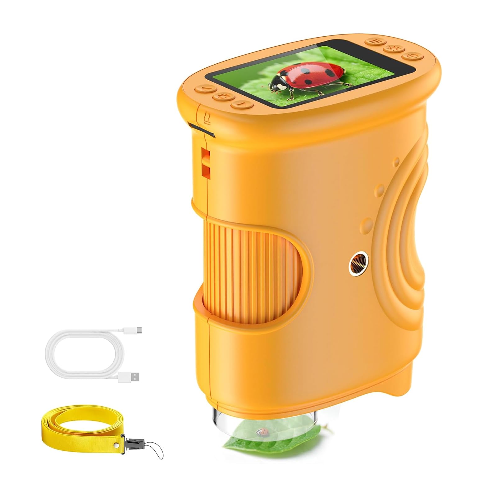 Instrumento de grado de laboratorio para niños, aumento de 1000X, estructura de concentración manual, batería de 600 mAh, 8 enfoques LED, herramienta de descubrimiento científico, instrumento de mano