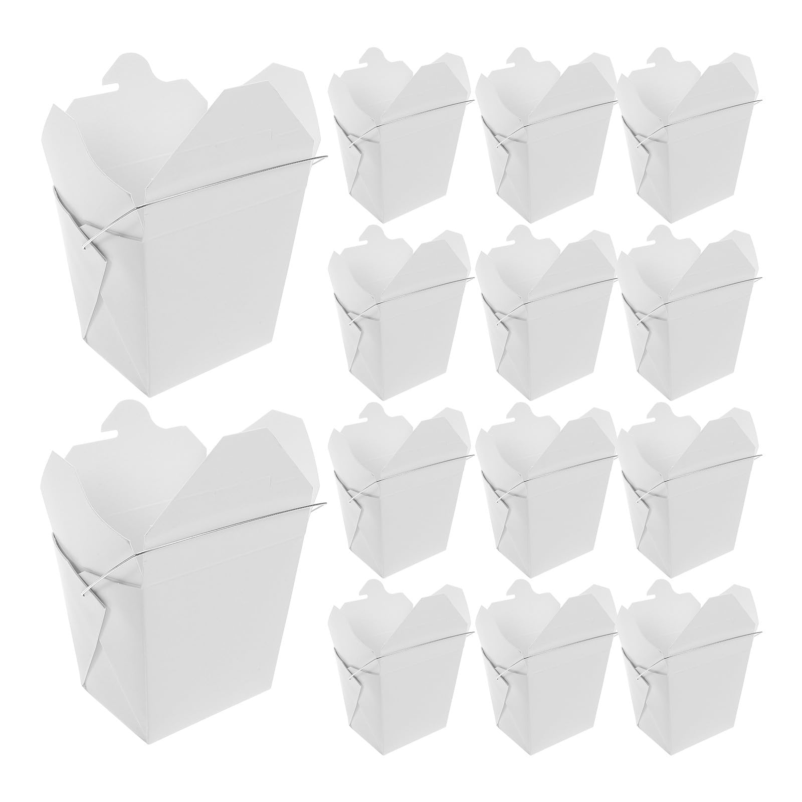 Boîtes à Emporter Chinoises en Papier Blanc 16oz avec Poignée Métallique Fil de Fer, Lot de 50 Seaux Alimentaires Portables pour Plats Frits, Riz Sauté et Repas à Emporter, Usage