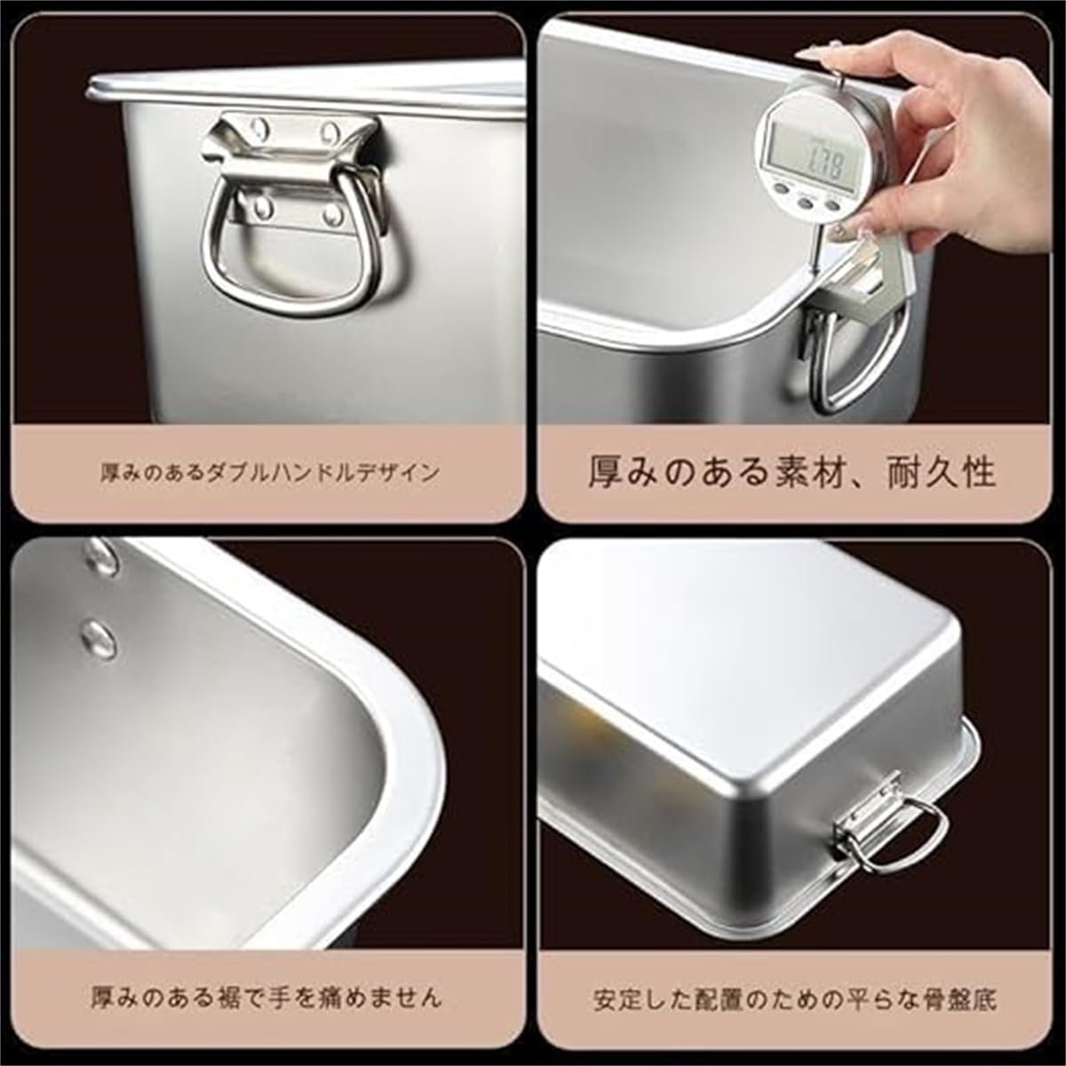 料理バット 蓋付き 60&times;40&times;7cm 大容量 深型 長方形 取っ手付き 油切り網付き 天ぷら・揚げ物の水切り/油切りに 耐熱 オー