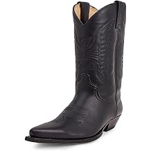 Men's Fashion Pointed Toe High Heel Embroidered Durable Western Work Cowboy Boots Fashion Men's Shoes, Black