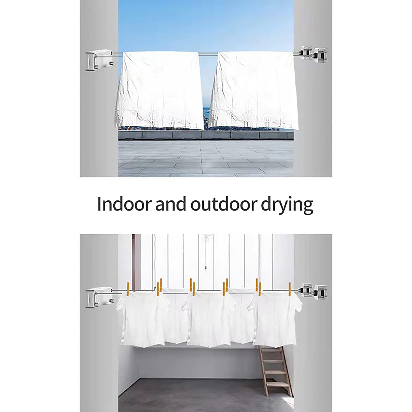 Stendibiancheria A Parete Retrattile 2-Fold | Bianco | Portata 80kg | Per Balcone E Interni - Foto 10
