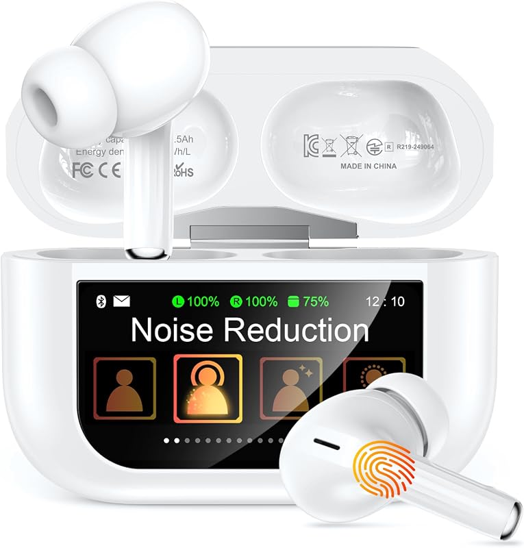 Wireless Earbuds, Smart Touchscreen Ear Buds, ANC Headphones, Bluetooth 5.4 | 48H Playtime, ENC Clear Calls, 13mm Drivers, 5 EQ Modes, Hi-Fi Deep Bass, Lightweight Fit, for iPhone/Android/Pad