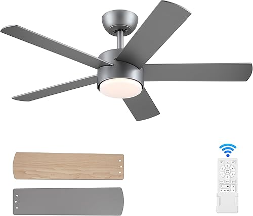 Miniatura 9 de Ventiladores de techo negros de 42 pulgadas con luces y control remoto, ventilador de techo LED regulable 3 CCT 6 velocidades, ventilador de techo