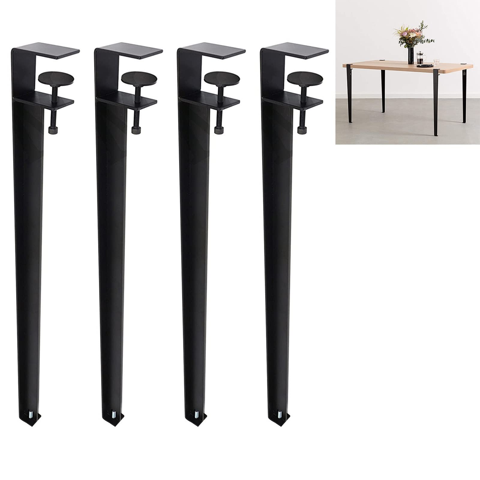 Regulowane metalowe nogi meblowe do projektów DIY i biurek domowych (czarne, 71 cm/28 cali)