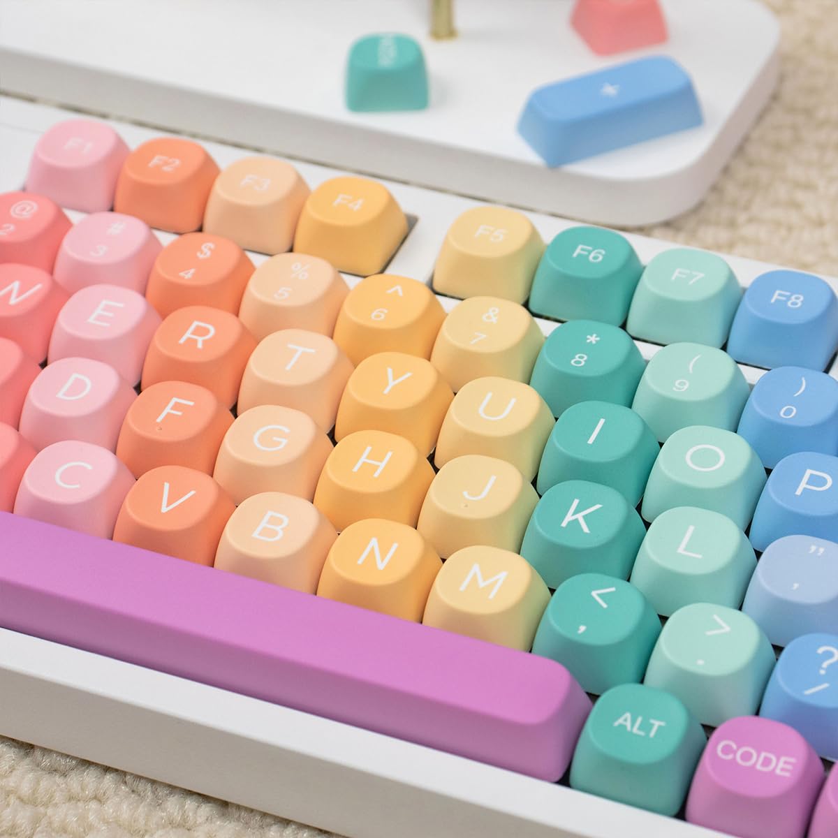Copritasti in PBT, copritasti Rainbow Candy, 126 tasti, set di keycap con profilo MOA, copritasti colorati personalizzati a sublimazione per tastiere meccaniche Cherry Gateron MX Swithes