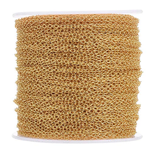 Cheriswelry – Chaîne dorée à mailles torsadées ovales plates en fer non soudée pour la fabrication de bijoux, colliers, travaux manuels, 10 m, 2 x 1,5 mm