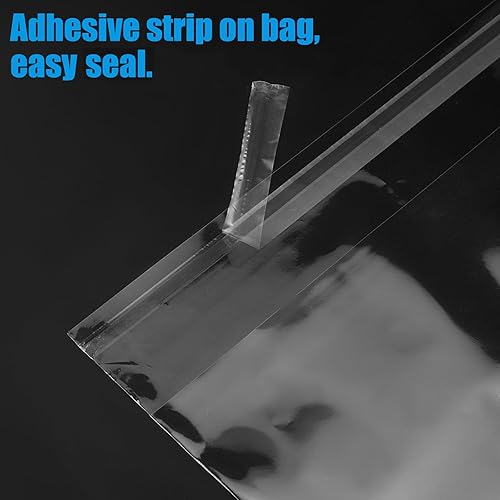 Miniatura 4 de Patelai 100 bolsas de almacenamiento transparentes sin ácidos, de 16 38 x 20 18 pulgadas, de plástico resellable, autoadhesivas, con cierre
