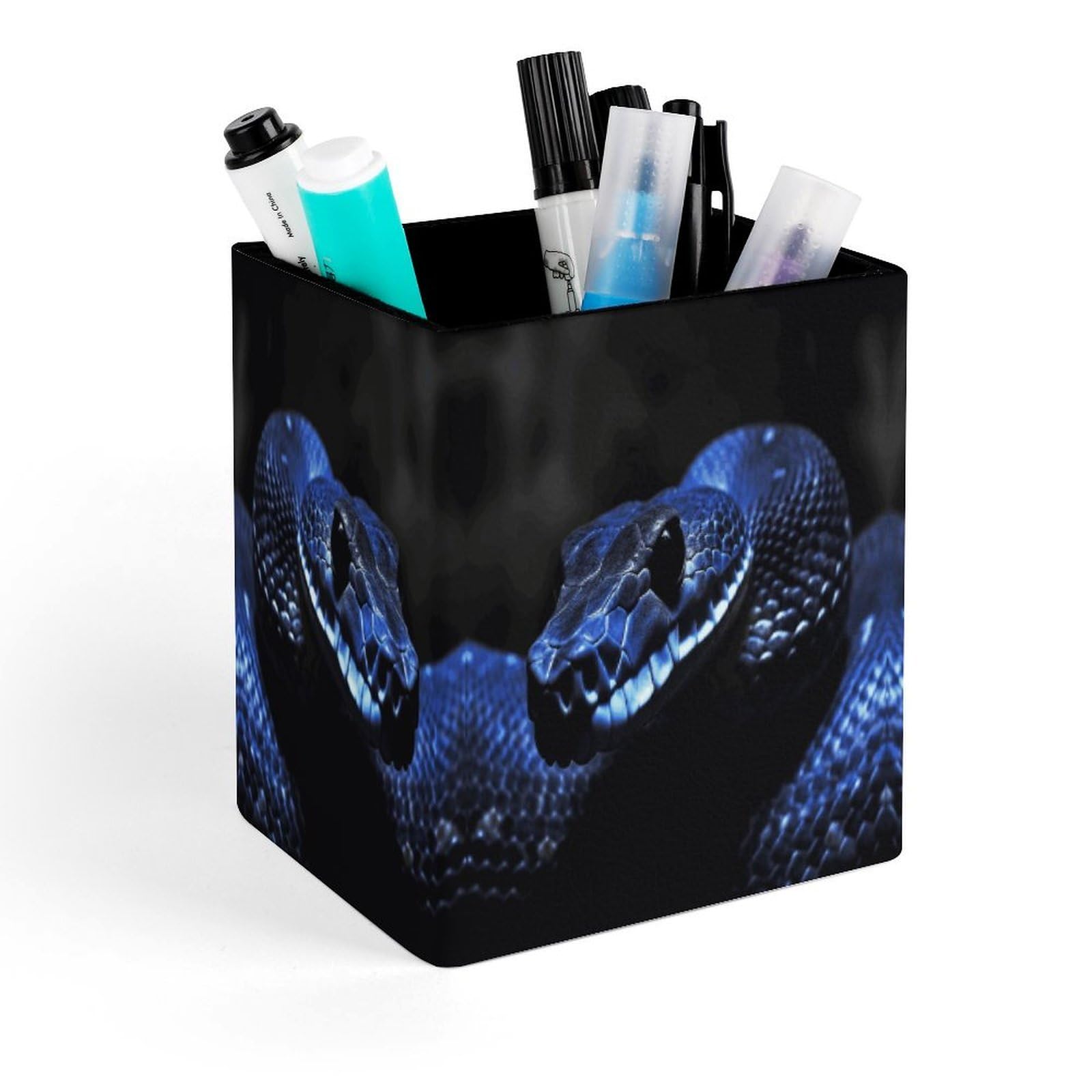 LZQPOEAS Blue Snake Pen Holder Modern Design Desktop Stationery Organizer Simple&Modern Minimalist Makeup Organizer Multi-Functional Pencil Holder for Office Home