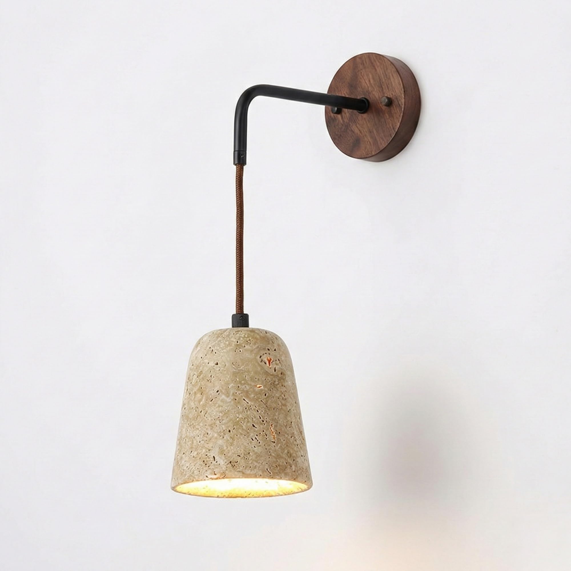 NHPJFDC Nordic Natural Stone Wall Sconce Lighting Fixture Retro Industry Yellow Travertine Bedside Wall Mounted Light Japanese Wabi Sabi Wall Lamp for Living Room Bedroom Home Decor Lamp