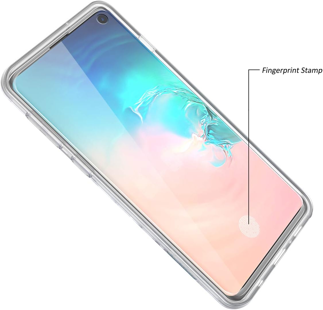 SURITCH Case for Galaxy S10,[Built-in Screen Protector] Natural Marble Full-Body Protection Shockproof Rugged Cover for Samsung Galaxy S10 6.1 Inch [Compatible with Fingerprint Sensor] (Black Marble)