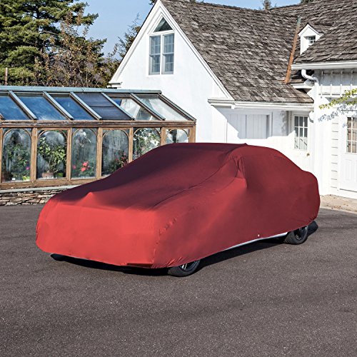 Budge Rsc-3 Indoor Stretch Car Cover, Luxury Indoor Protection, Soft Inner Lining, Breathable, Dustproof, Car Cover Fits Cars Up To 200", Red, Size 3: Fits Up To 16'8" #TOP5