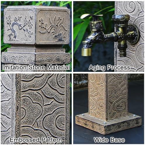 Outdoor Garden Hose Stand with Faucet – Decorative Freeze-Proof 44in Hose Holder for Backyard Irrigation & Washing – Durable & Functional Garden Accessory