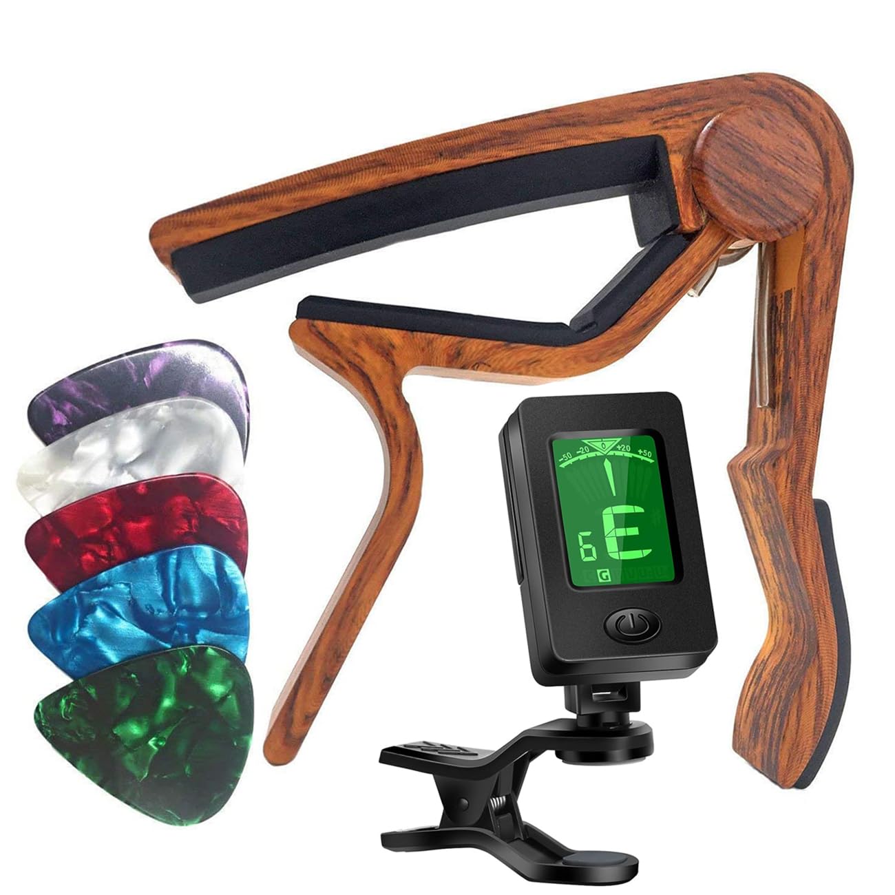 Capo Guitar Capos with Picks Holder for Acoustic and Electric Guitar, Ukelele, Bass, Banjo with Guitar Picks