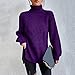 Purple Women Turtleneck Cozy Sweaters Fall 2025 Trendy Long Sleeve Chunky Knitted Pullover Tops Winter Clothing M Fall Fashion for Women 2025 Trendy